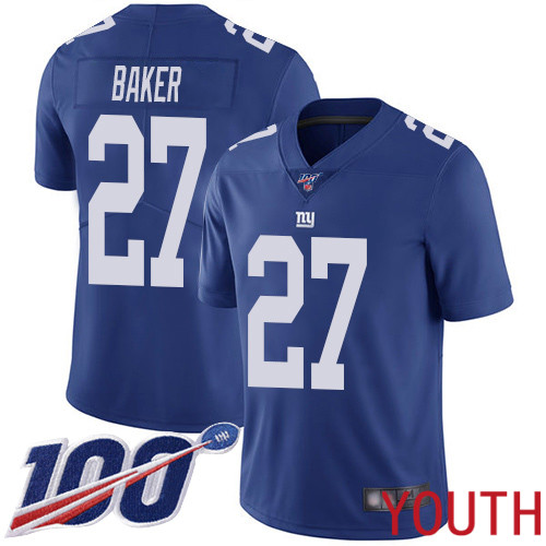 Youth New York Giants 27 Deandre Baker Royal Blue Team Color Vapor Untouchable Limited Player 100th Season Football NFL Jersey